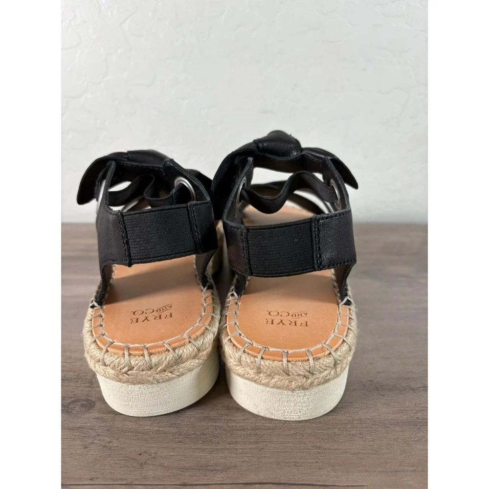 Frye and Co Womens Black Leather‎ Espadrille Platform Sandals 7M 3471623-BLK